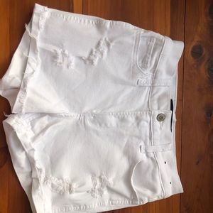 Hollister high rise white jean shorts